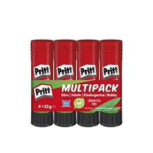 Pritt Klebestift, sicherer und kinderfreundlicher Bastelkleber f?r Kunst und Bastelarbeiten, starker Kleber f?r Schule & B?robedarf, 4x22g Pritt Stift