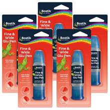 5 x Bostik Glue Pen with Dual Fine & Wide Tip Applicators for Art, Crafts, School & Scrapbooking | Clear Transparent Gel, Non-Toxic | 140ml in Total
