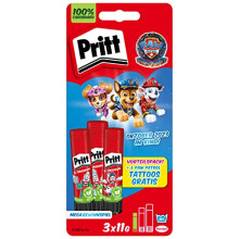 Pritt Paw Patrol Glue Stick Set of 3 x 11g Glue Sticks and 6 Paw Patrol Tattoos, Safe and Child Friendly Glue for Arts and Crafts, Strong Adhesive for
