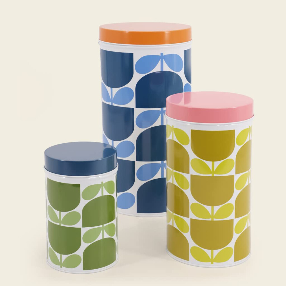 Orla Kiely Nesting Cannisters in Block Flower Print - Set of 3