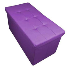 HomeHarmony Folding Storage Ottoman Seat, Stool, Toy Storage Box Faux Leather (Lilac Large)