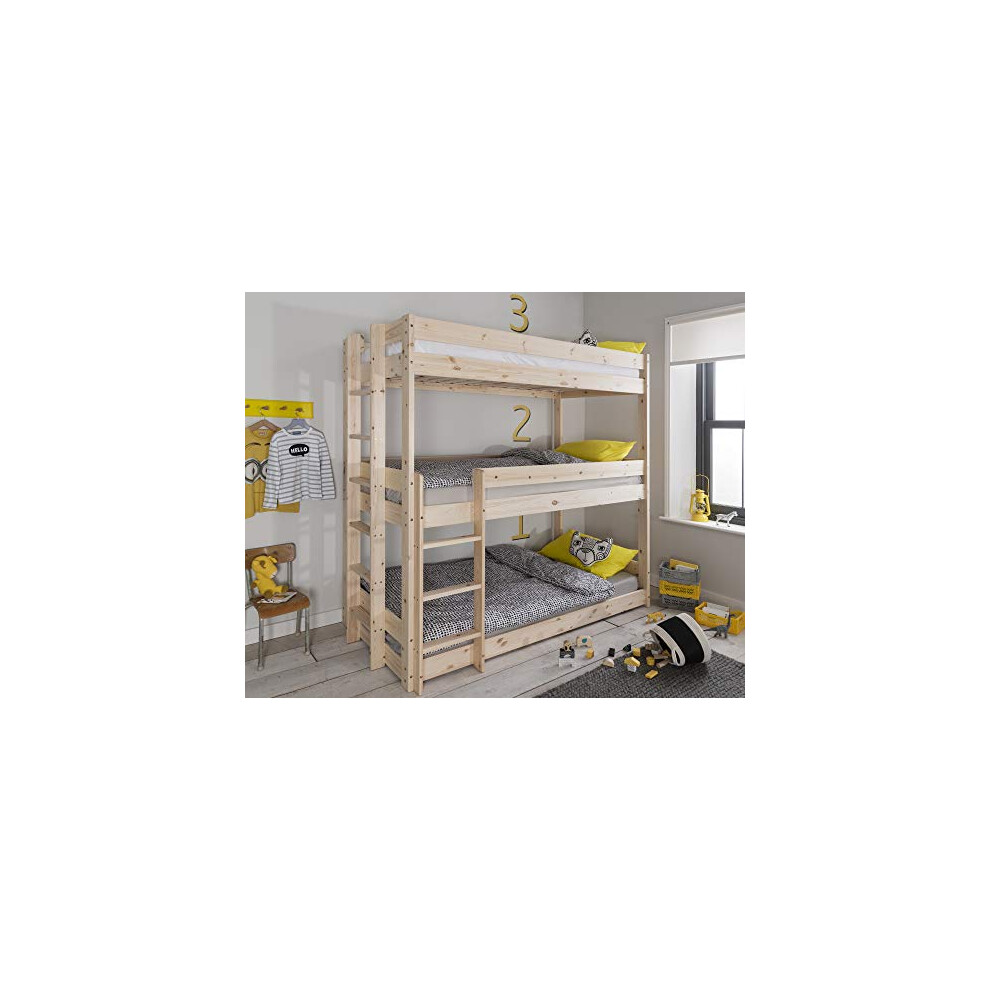 Noa and Nani - Henrik Triple Sleeper Bed Bunk Bed - (Natural Pine)