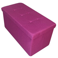 HomeHarmony? Quilted Top Folding Storage Ottoman Seat, Stool, Toy Storage Box Linen Look (Dusky Pink, Large)