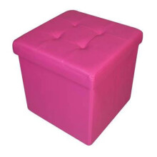 HomeHarmony? Quilted Top Folding Storage Ottoman Seat, Stool, Toy Storage Box Faux Leather (Fuchsia Pink, Medium)