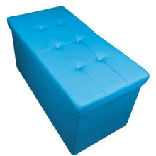 HomeHarmony? Quilted Top Folding Storage Ottoman Seat, Stool, Toy Storage Box Faux Leather (Teal Blue, Large)