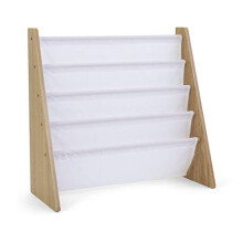 Humble Crew Children's Bookcase Storage Rack with 4 Tiers, Children's Bookrack, Bookshelf, Natural/White