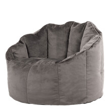 icon Sirena Bean Bag Chair, Charcoal Grey, Velvet Accent Chair, Adult Bean Bag Seat with Filling Included, Large Bean Bag, Living Room Furniture
