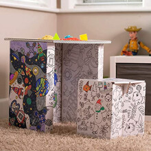 Pack a Desk Junior Children Colour In Cardboard Pop Up Homework Desk Strong Easy Assembly No Tools