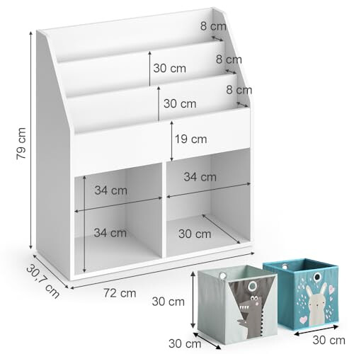 Vicco Kids' shelf Luigi, White, 72 x 79 cm with 2 folding boxes opt.6 2