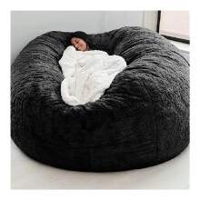 JHBNOIUKJS 7ft Giant Faux Fur Microsuede Bean Bag Cover 183x90cm Lounger, Washable, 200-300kg, 3-4 People, Color Options