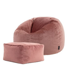 icon Aurora Velvet Bean Bag Chair and Pouffe, Dusk Pink, Large Lounge Chair Bean Bags for Adult with Filling Included, Velvet Adults Beanbag, Boho