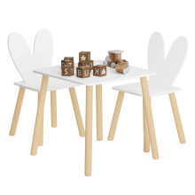 WOLTU Children's Table and Chairs, Nursery Table with 2 Chairs, for Eating and Painting, Rabbit Shape, for Children's Room, Kindergarten, MDF and