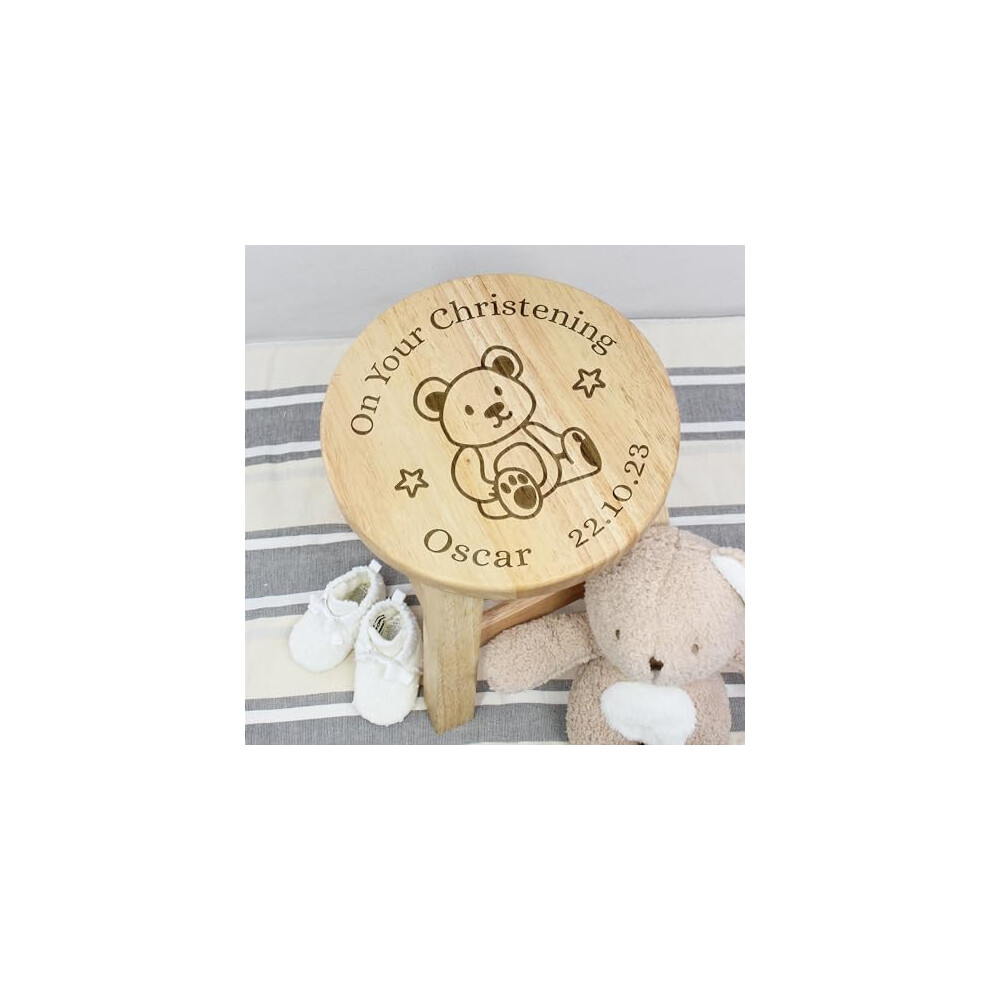 Personalised Child?S Wooden Stool, On Your Christening Chair, Name & Date, Baby Christening Gift For Daughter, Son, Godson, Goddaughter Ebuygb