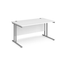 DAMS Maestro 25 SL straight desk 1400mm x 800mm - silver cantilever frame, white top