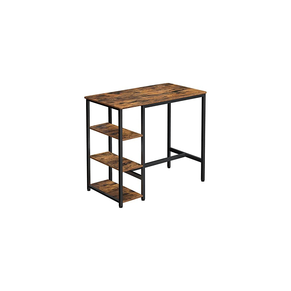 VASAGLE Computer, Office Desk with Storage, High Table, Steel Frame, Workstation, 109 x 60 x 100 cm, Easy Assembly, Industrial Style, Rustic Brown and