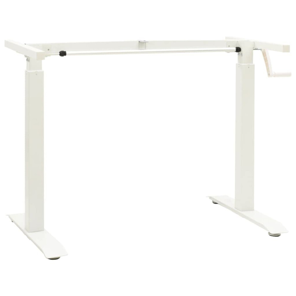 vidaXL Manual Height Adjustable Standing Desk Frame Hand Crank Ergonomic Stand up Desk Frame Workstation Sit to Stand Riser Base White