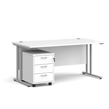 Altrincham Office Supplies Ltd SBS316WH Maestro 25 Straight Desk ? 725 x 1600 x 800 mm, White, Office Desk with 3 Drawers, 2 Cable Access Ports |