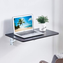 Homesailing Wall Mounted Drop-Leaf Folding Floating Table Small Space Saving Dining Table Wood Hanging Computer Desk for Study Dining Room Bedroom