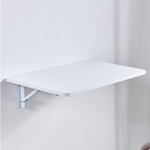 Urkitd Wall Mounted Folding Table, Drop Leaf Wall Shelf, Floating Foldable Table, Mounted Desk for Small Spaces, Wooden Space Saving Hanging Table for 2
