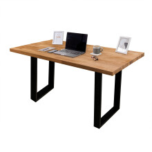 domli Solid Wood Oiled Oak Office Desk With Black Industrial Legs | 1200mm x 500mm x 40mm Oiled Tabletop | Fully Finished Premium European Wooden