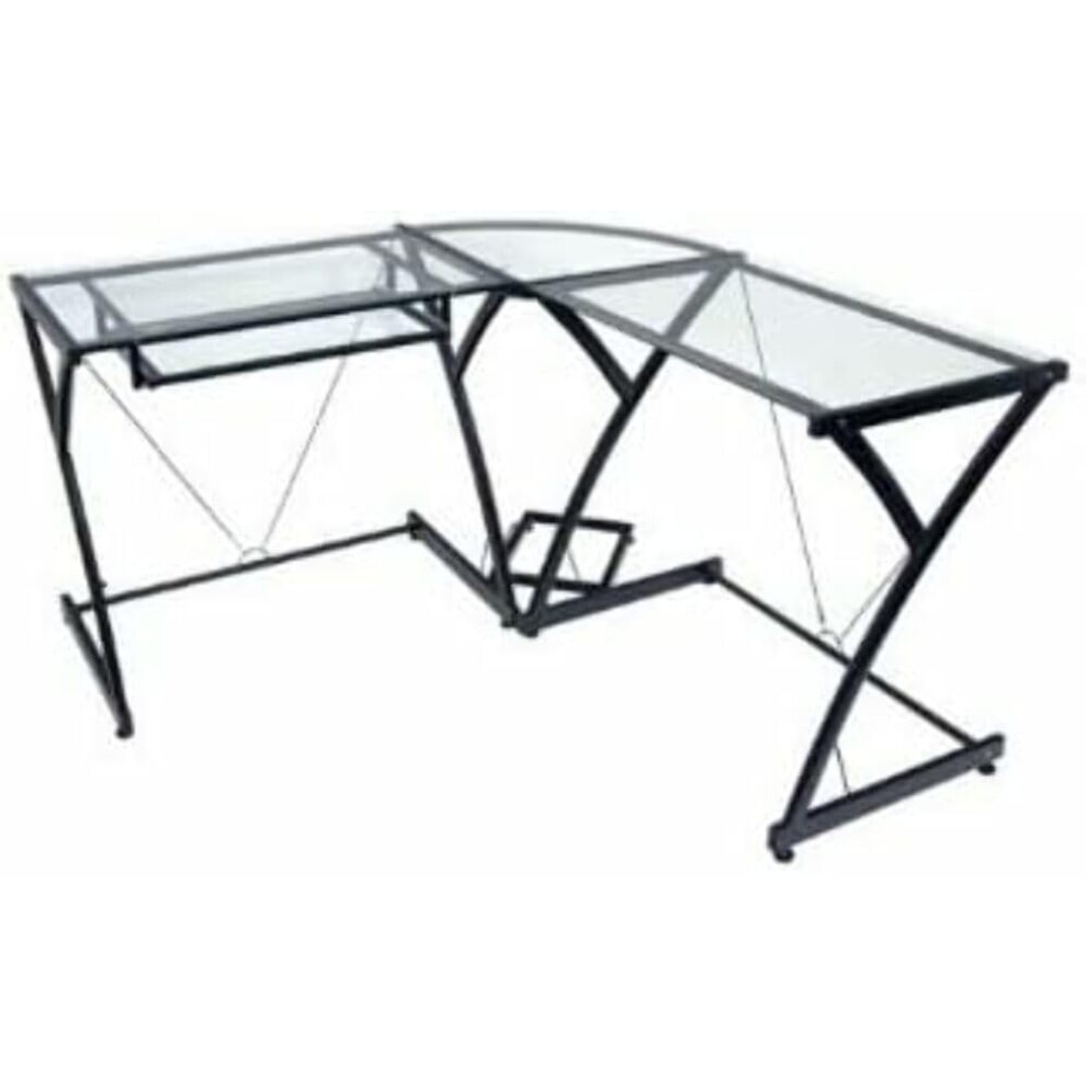 Eden Bridge Designs Gaming Computer Desk Modern Laptop Study Desk with Shelves for Home Office Soreno Metal Corner Desk, Glass, Multi-Colour, 3-Piece-image-OPC-PDTCP8C-NEW