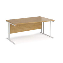 Mr Office Maestro 25 right hand wave desk - white cantilever leg, Oak, 1600