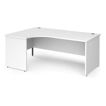 Contract 25 left hand ergonomic desk with panel ends and graphite corner leg, 1800, White