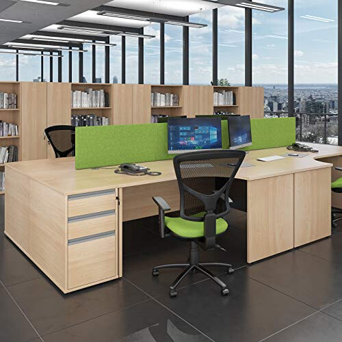 5 Star Office Contract 25 left hand ergonomic desk with panel ends and graphite corner leg, 1800, White 1