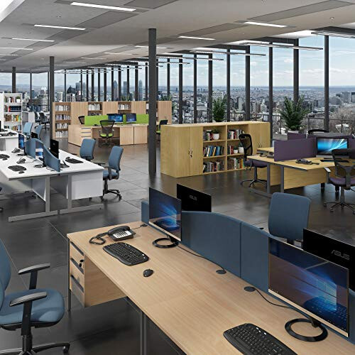 5 Star Office Contract 25 left hand ergonomic desk with panel ends and graphite corner leg, 1800, White 2