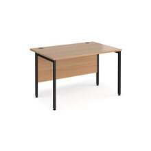 Mr Office Maestro 25 straight desk 800mm deep - black H-frame leg, 1200, Beech
