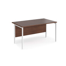 Mr Office Maestro 25 straight desk 800mm deep - white H-frame leg, 1400, Walnut
