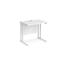 Mr Office Maestro 25 straight desk 600mm deep - white cantilever leg, White, 800