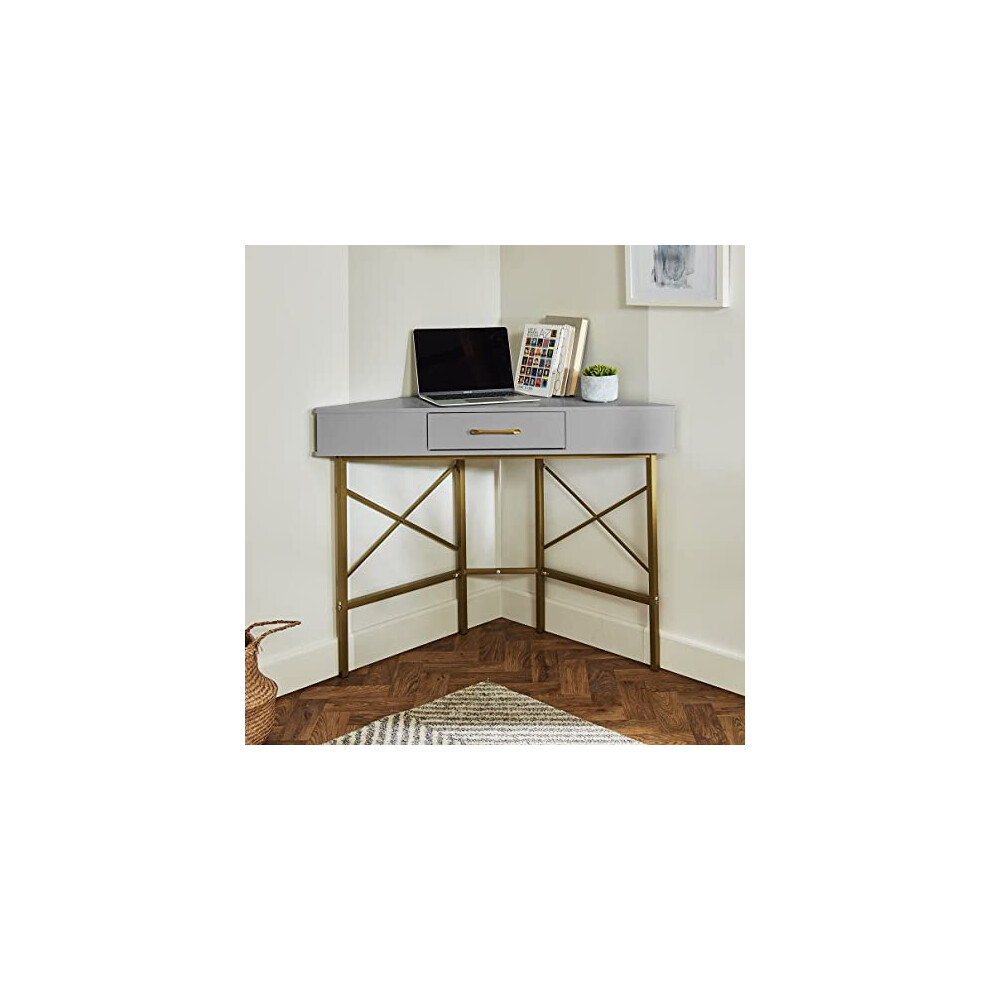 Laura James Marie Corner Desk with Drawer (Grey)