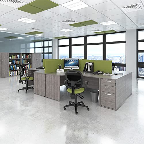 5 Star Office Mr Office Maestro 25 left hand wave desk - with panel end leg, Grey oak, 1600 1