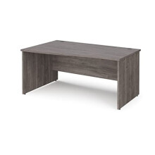 Mr Office Maestro 25 left hand wave desk - with panel end leg, Grey oak, 1600
