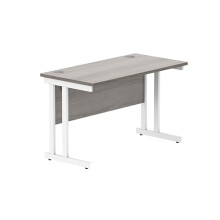 Office Hippo Essentials Rectangular Writing Computer Work Place, Home Office Desk with Cable Port Management, Alaskan Grey Oak, 120x60cm