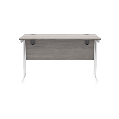 Office Hippo Essentials Rectangular Writing Computer Work Place, Home Office Desk with Cable Port Management, Alaskan Grey Oak, 120x60cm 1