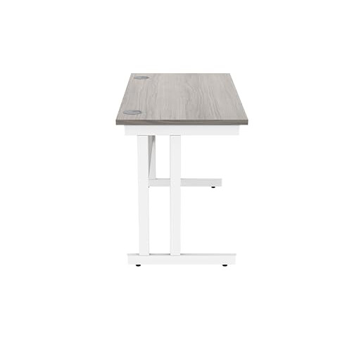 Office Hippo Essentials Rectangular Writing Computer Work Place, Home Office Desk with Cable Port Management, Alaskan Grey Oak, 120x60cm 2