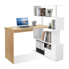 Mondeer L Shaped Computer Desk, Corner Desk, 360 Degree Rotatable, Space Saving Table with Spacious Storage for Home Office Workstation Study, 157 x