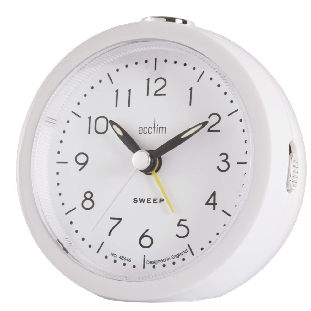 Acctim 15812 Kiera Non-Ticking Sweep Seconds Hand White Alarm Clock With Snooze