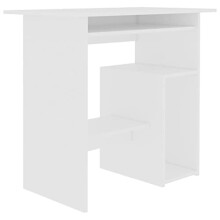 vidaXL Desk Sleek Modern Bedroom Living Room Office Dorm Space Writing Table Workstation Computer Corner Desk White Engineered Wood