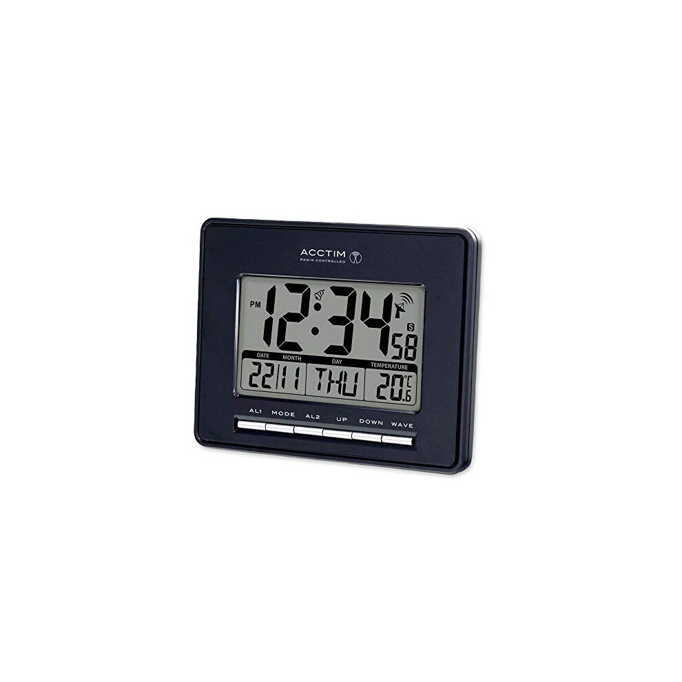 Acctim Infinity 71953 Radio Controlled Lcd Alarm Clock In Black