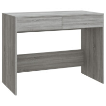 vidaXL Desk Home Bedroom Furniture Working Computer Work Study Drawer Table Office School Writing Reading Drawing Desk Grey Sonoma Engineered Wood