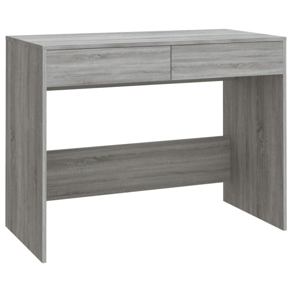 vidaXL Desk Home Bedroom Furniture Working Computer Work Study Drawer Table Office School Writing Reading Drawing Desk Grey Sonoma Engineered Wood