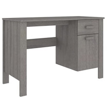 vidaXL Desk Laptop Writing Study Table Home Office Gaming Computer Desk Home Office Table HAMAR Light Grey 113x50x75 cm Solid Wood Pine