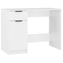 vidaXL Desk Home Office Furniture Computer Table Bedroom Standing Computer Study Writing Desk with Storage Drawer White Engineered Wood