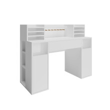 Vicco Desk, White, 126.8 x 50 cm XL with shelves