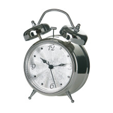Premier Housewares Twin Bell Chrome Alarm Clock Face - Silver