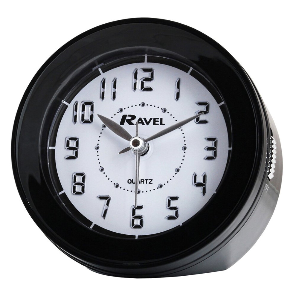 Ravel Quartz Alarm Clock, Black, 9x6x9 cm