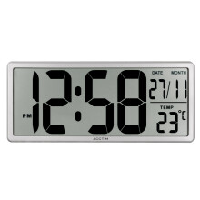 Acctim Date Keeper Jumbo LCD Wall/Desk Silver Clock with Autoset Technology